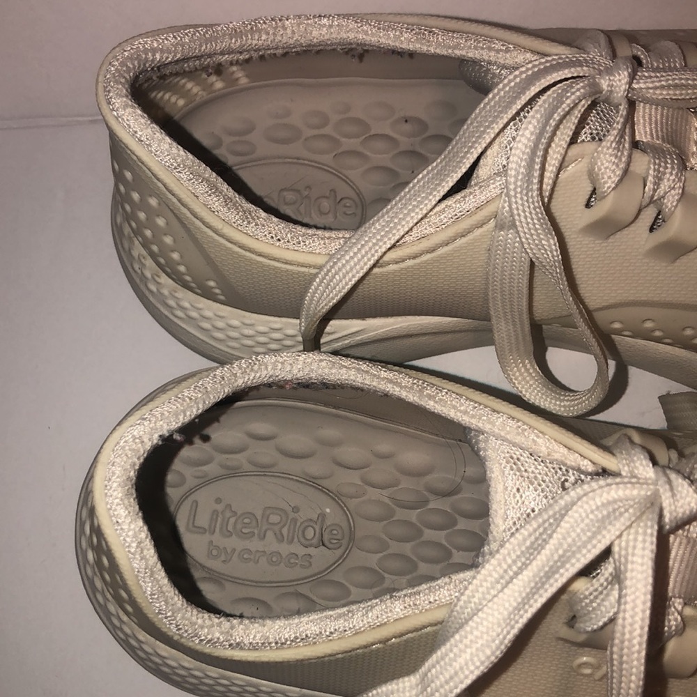 Crocs Women’s LiteRide Pearl White Pacer Laceup Sneakers - Picture 5 of 8